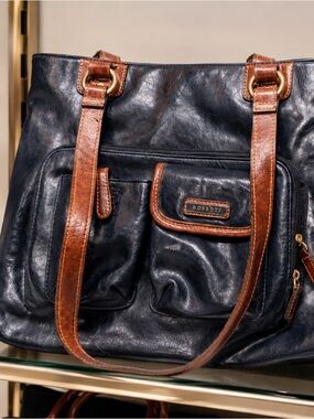 Rosetti Navy Faux Leather Tote Bag – Vintage Late 1990s / Early 2000s